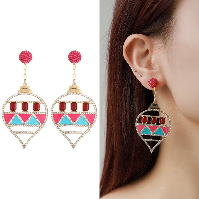 Aretes De Cobre Con Diamantes De Árbol De Navidad al por mayor
